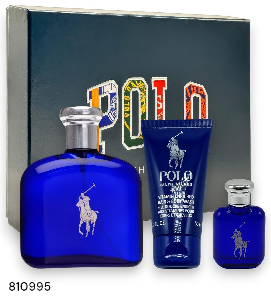 RALPH LAUREN POLO BLUE 3PCS SET EDT MEN