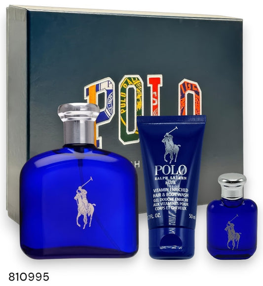 RALPH LAUREN POLO BLUE 3PCS SET EDT MEN
